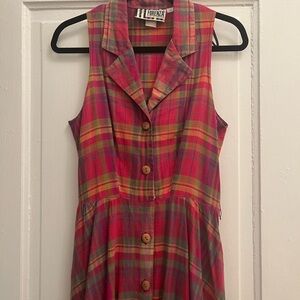 Forenza Multicolor Plaid Button-Down Dress - Vintage